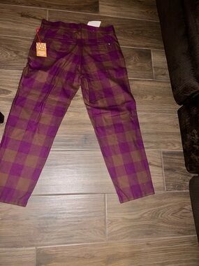 Men's Plaid Pants - Purple Brown Casual Trousers